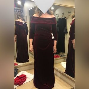 NWT Teri Jon Velvet Wine Colored Dress
